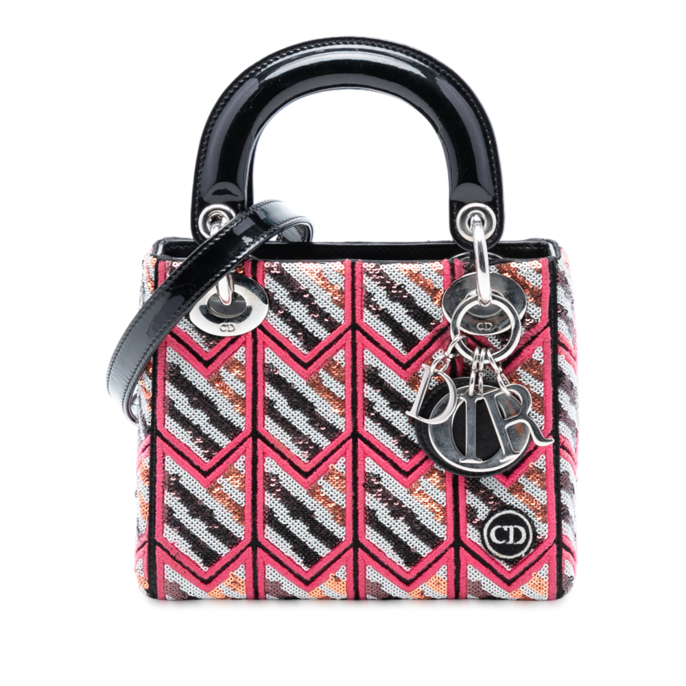 Pre-Loved Dior Mini Patent Sequined Lady Dior